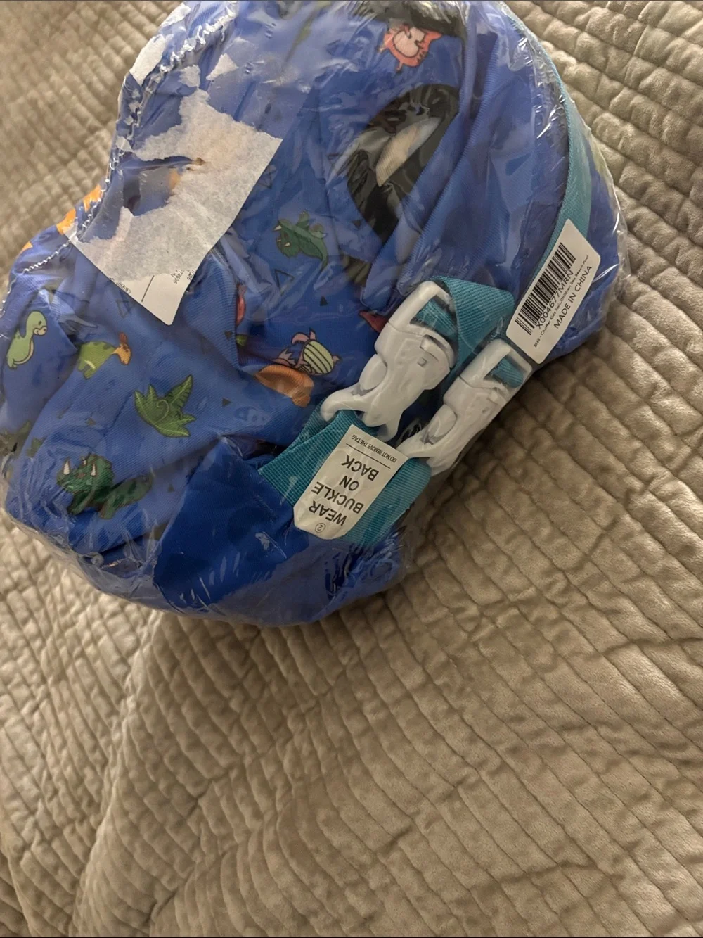Blue Dino Print Kids Swim Rashguard - Sun Safe Swim Top